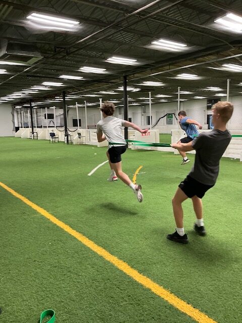 Student athletes participating in speed training